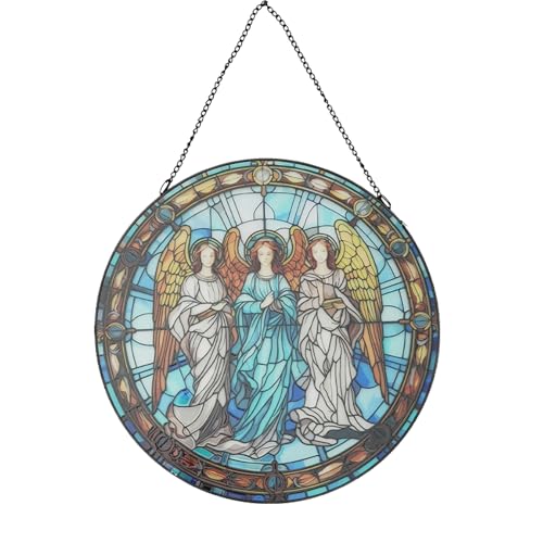 Jesus Stained Glass Window Hanging Plaque, Religious Sacred Suncatcher Ornaments Wall Art for Home Patio Balcony (Religion 1)