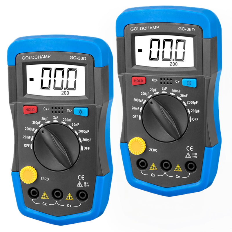 [Australia - AusPower] - Capacitor Tester Digital Multimeter Capacitance Meter 200pF-20mF Capacitance Handheld Multimeter with Multifunction Tester Manual Range Measurement Tool, Backlight, Data Hold GC-36D*2pcs 2 