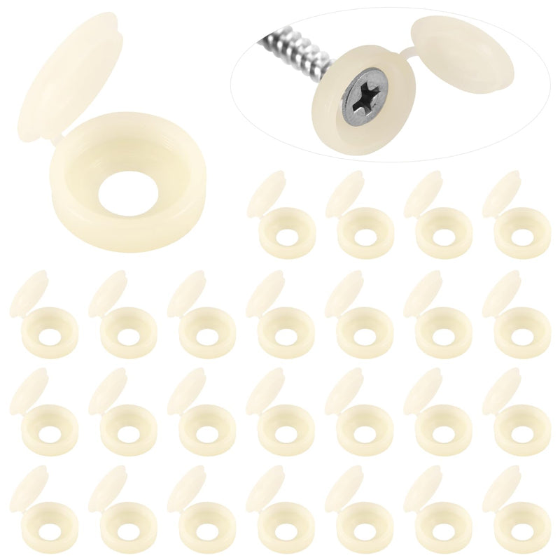 [Australia - AusPower] - 100pcs Screw Cover Caps, Plastic Hinged Screw Caps Folding Screw Covers Small Screw Cap Covers Screw Snap Covers for Screw Heads Protection (Cream Color) Cream Color 