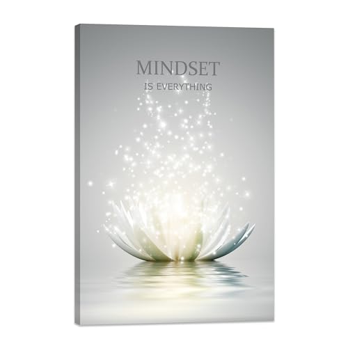 Lotus Flower Wall Art Canvas Mindset Motivational Quotes Poster for Zen Office Wall Decor Spiritual Meditation Prints Artwork Framed (20 x 30inches) 20"L x 30"W mindset lotus 01
