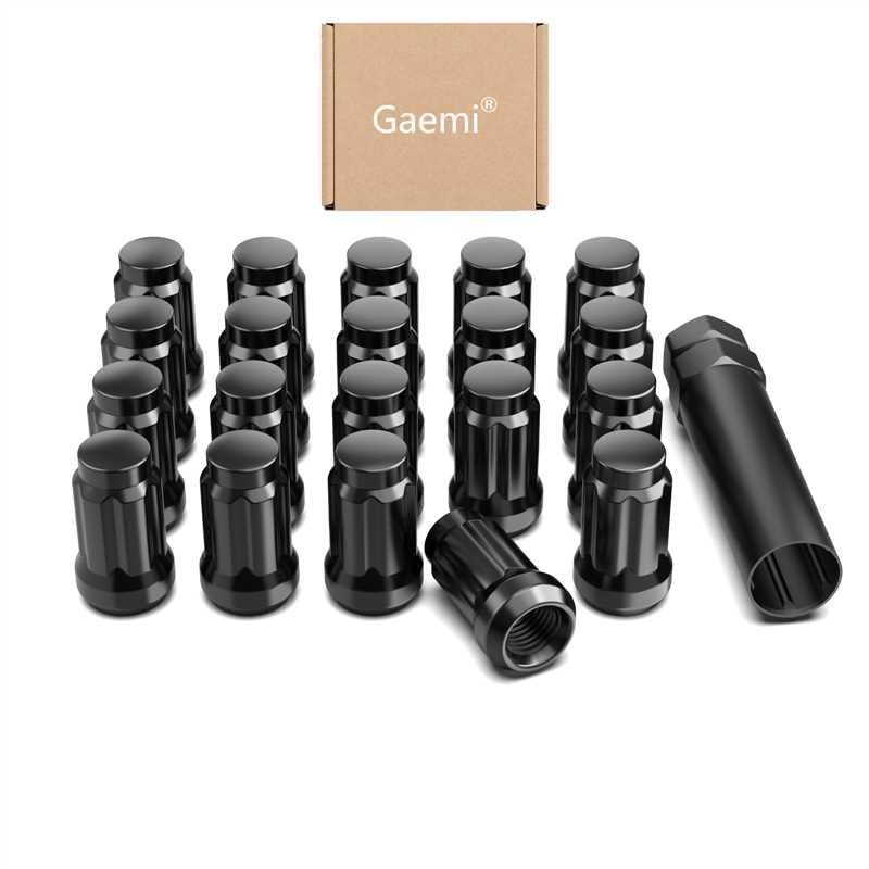 Gaemi black 7/16 spline lug nuts, 20-pack, M11.1x1.27 thread size