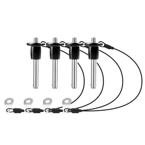 VXCICC 4-pack 304 stainless steel quick release pins with ball lock, push button handle, and lanyards