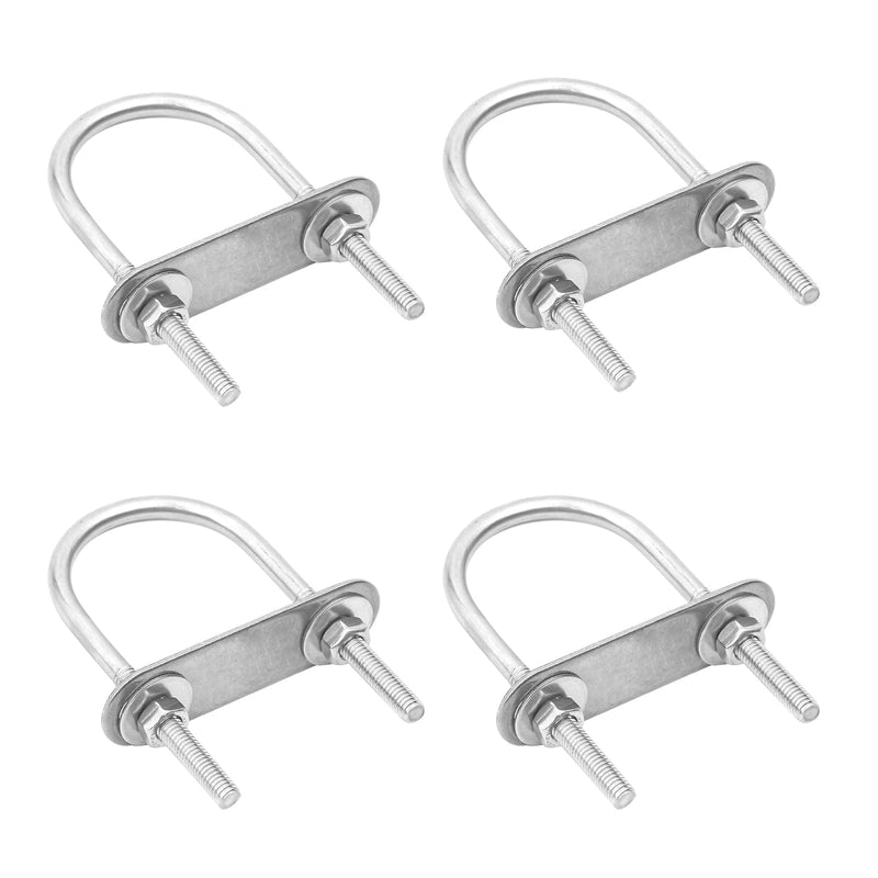 [Australia - AusPower] - Round U Bolts 4 Sets 1.57"(40mm) Inner Width 85mm Length Steel M6 with Nut, Plate, Washer M6x40mmx85mm 