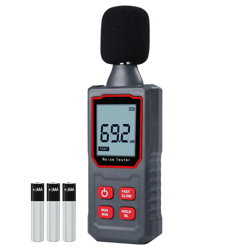 [Australia - AusPower] - Decibel Meter, Digital Sound Level Meter 30-130 dB Portable SPL Meter Noise Tester with LCD Backlight Fast/Slow Mode, Sound Decibel Meter for Home Factories 