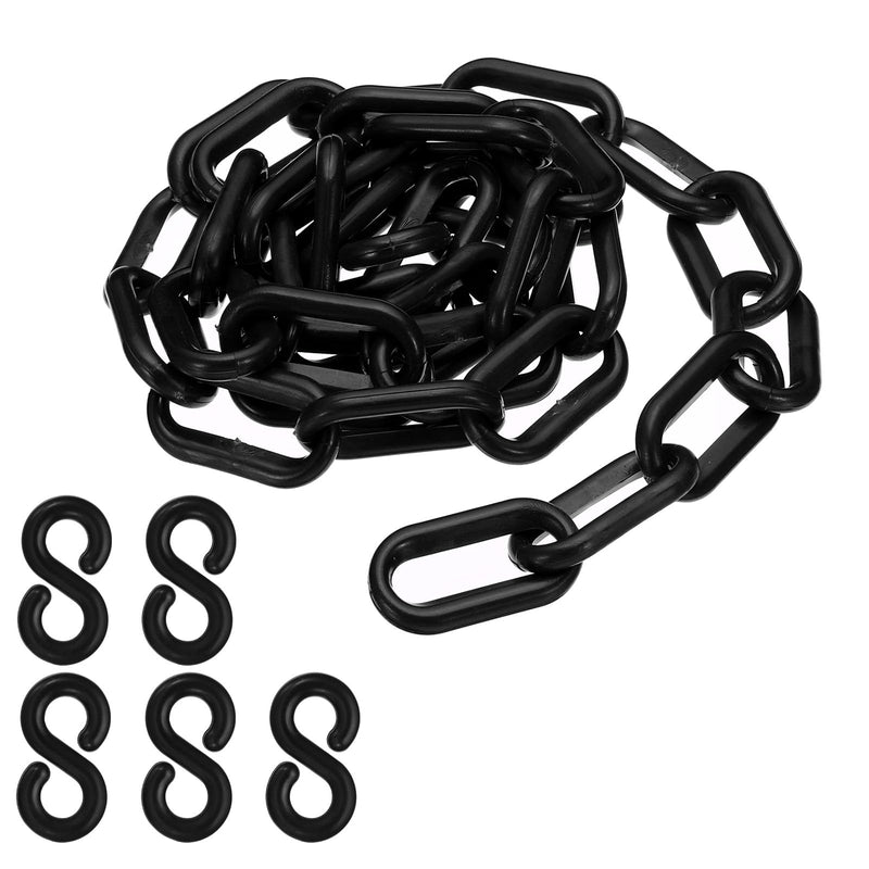 [Australia - AusPower] - PATIKIL Plastic Chain Links, 3 Foot 1/4inch(6mm) Black Plastic Chains for Barriers, Crowd Control, Queue Lines, Parking, Fences, Gate, Concerts, and Decoration 3ft (1m) 