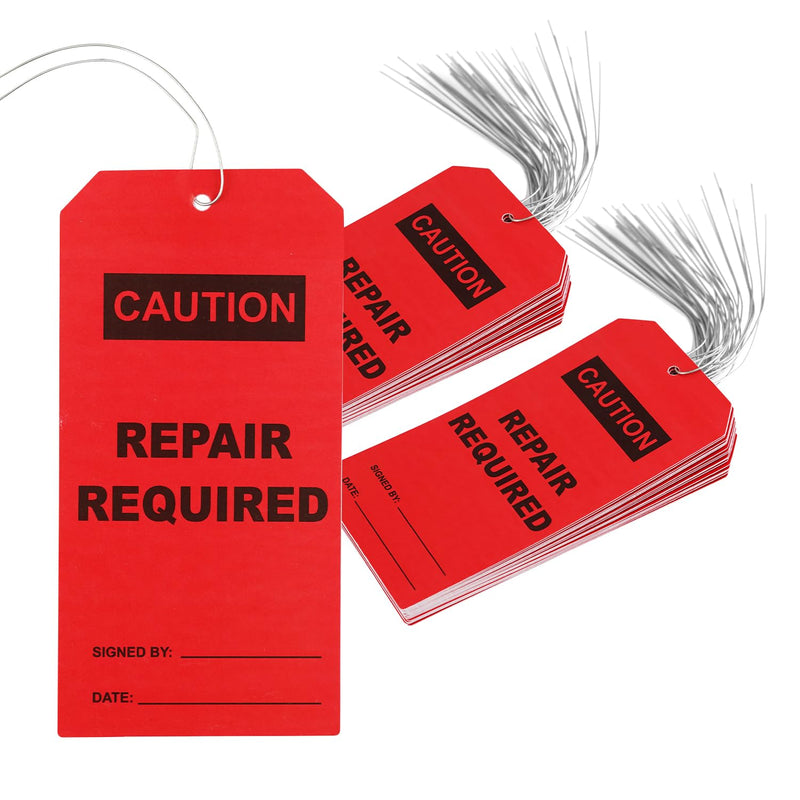 100 pcs Repair Require Tagswith Pre-Attach Wire,PVC Plastic Maintenance Required Tags 100