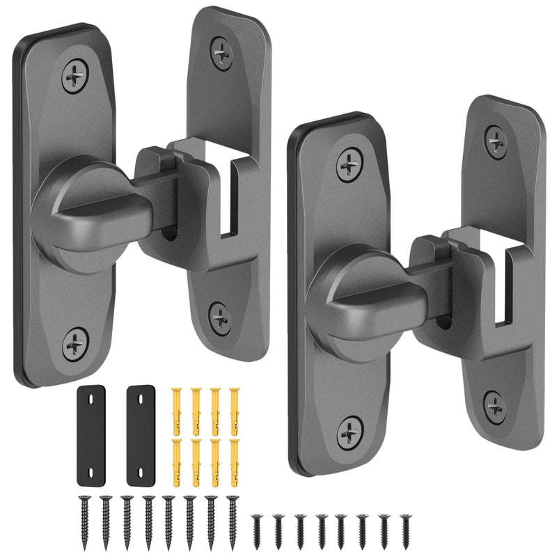 Barn Door Lock, 90/180 Degree Flip Door Locks, Protect Privacy Sliding Gate Latch for Garden, Bathroom, Fence, Outdoor, Shed (Grey-2 pcs) Grey-2 pcs