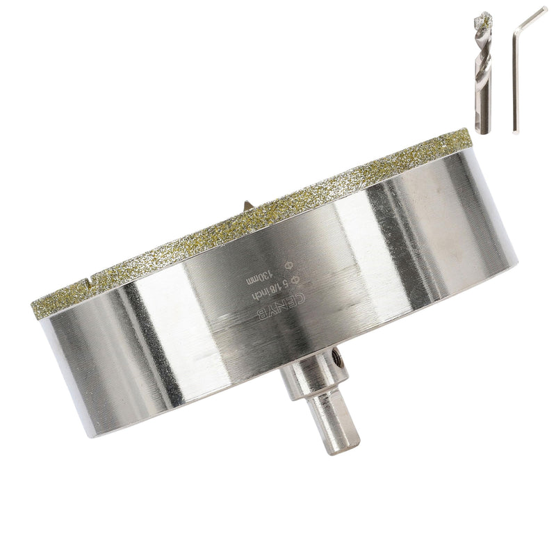 5-1/8inch | 130mm Diamond Hole Saw with Center Drill bit and Diamond-Coated Center Drill bit for Ceramic Glass Marble Fiberglass Granite and Porcelain Tiles by CENYB 130mm | 5-1/8inch