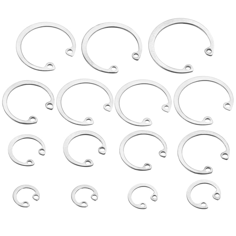 [Australia - AusPower] - uxcell 200Pcs Internal Retaining Ring Circlip Assortment Set, 304 Stainless Steel 15 Sizes M8 M10 M12 M14 M16 M18 M20 M22 M24 M26 M28 M30 M32 M34 M36 200 