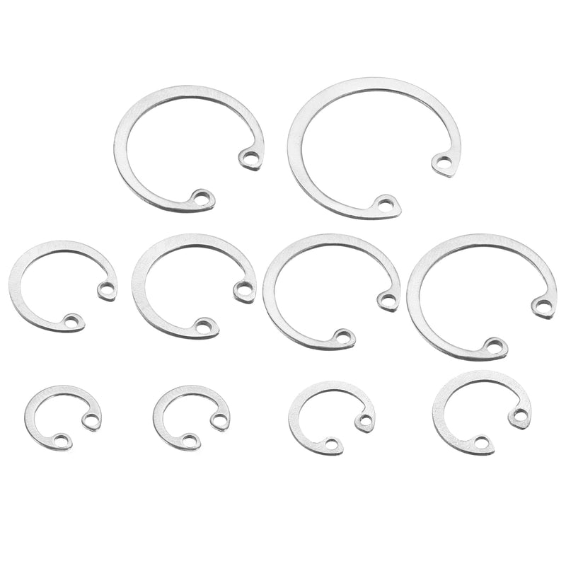 [Australia - AusPower] - uxcell 200Pcs Internal Retaining Ring Circlip Assortment Set, 304 Stainless Steel Circlip Snap Rings 10 Sizes M8 M10 M12 M14 M16 M18 M20 M22 M24 M26 200 