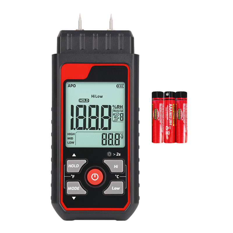 [Australia - AusPower] - HFS(R) Pin-Type Wood Moisture Meter - 7 Calibration Scales, Backlit LCD Display, Handheld Digital Moisture Tester for Lumber, Firewood, Drywall, Walls 