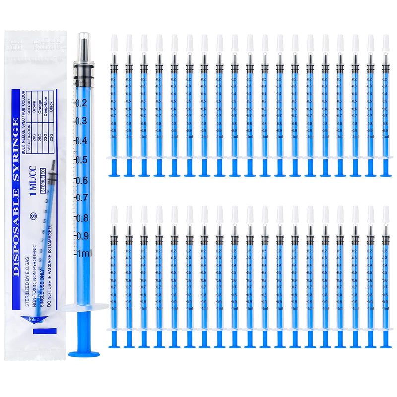 Pack of 40 Syringes, 1 ml Cap, Plastic Syringe, Blue | Sterile without needle colostrum syringe, colostrum syringe, sterile individual packaging for liquid measurement of pets