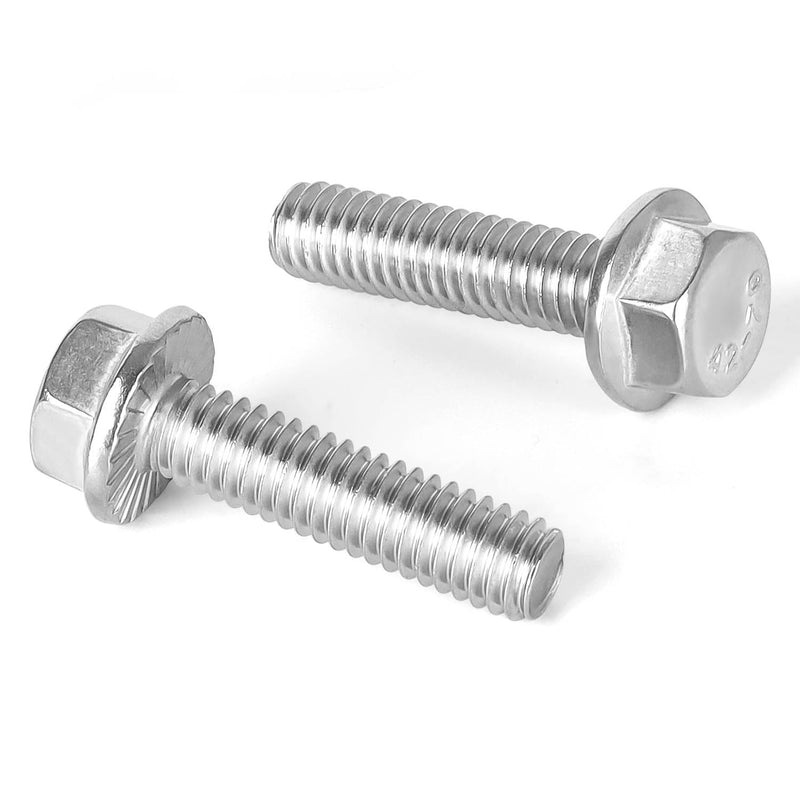 [Australia - AusPower] - 1/4-20 x 3/4" (25 PCS) Flanged Hex Head Bolts, Flange Washer Head Hexagon Screws, 18-8 Stainless Steel (304), Plain Finish, Full Thread 1/4-20 x 3/4" 