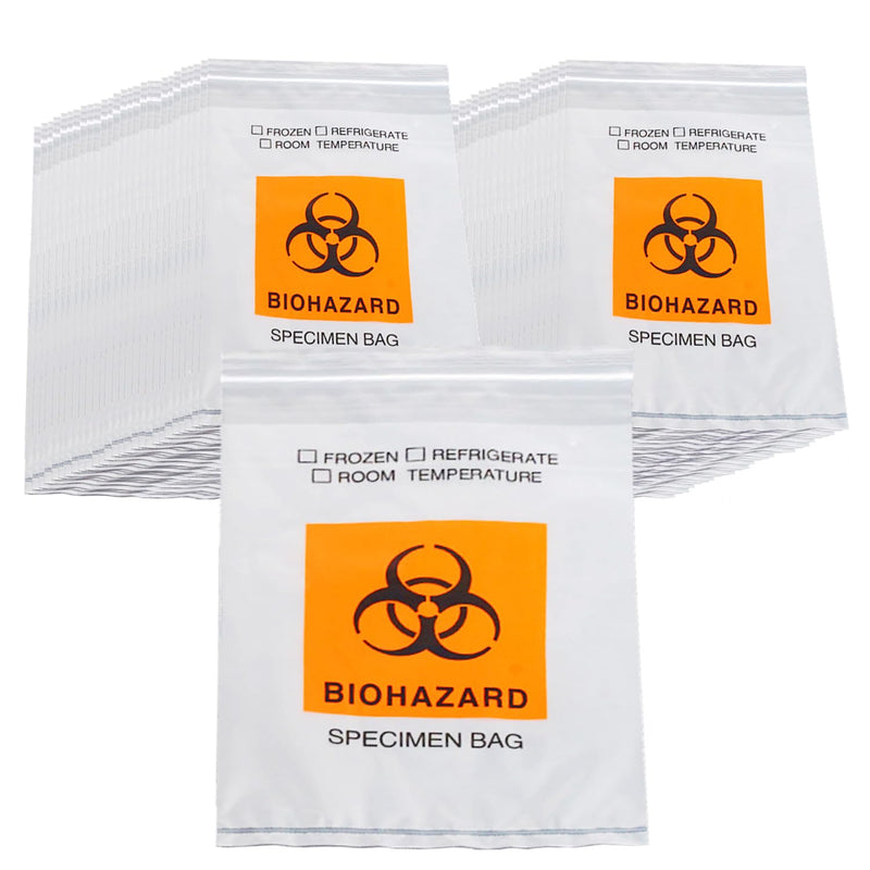 100pcs Biohazard Specimen Zip Bags with Extra Pocket, 6"x9.8"/15x25cm, 2 Mil Thick, Laboratory Sample Bag with Biohazard Logo Printing, For Your Laboratory Or Health Care Facility Samples 1 Count (Pack of 100)