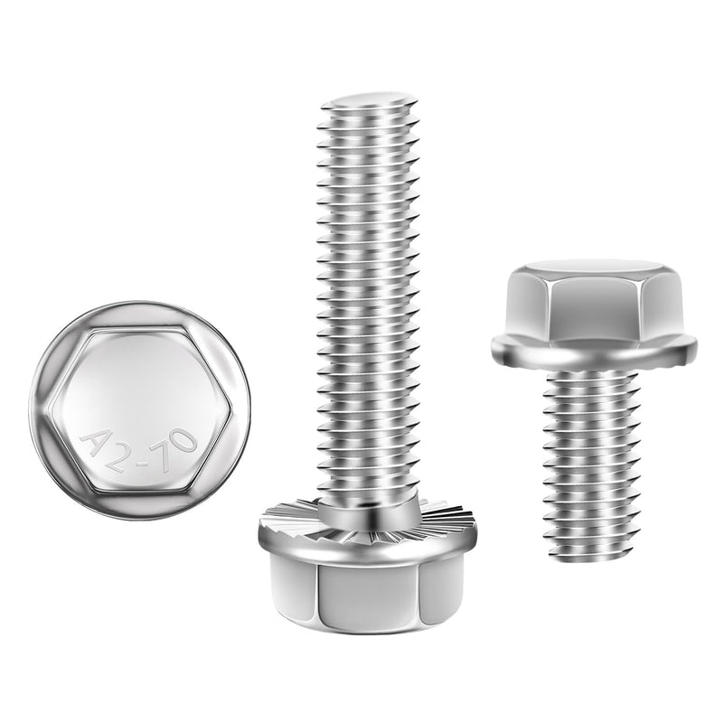 [Australia - AusPower] - 5/16-18 x 1" Flanged Hex Head Bolts, Flange Hexagon Screws, 18-8 Stainless Steel (304), Plain Finish, Full Thread, 15 PCS 5/16-18 x 1" 