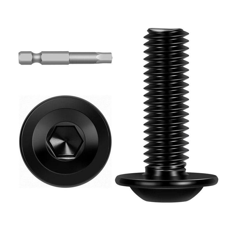 [Australia - AusPower] - M8-1.25 x 25mm 20 PCS Flanged Button Head Socket Cap Bolts Screws, Stainless Steel 304, Allen Socket Drive, Screwdriver Bit Included, Black Finish, Fully Machine Thread M8 x 25mm 