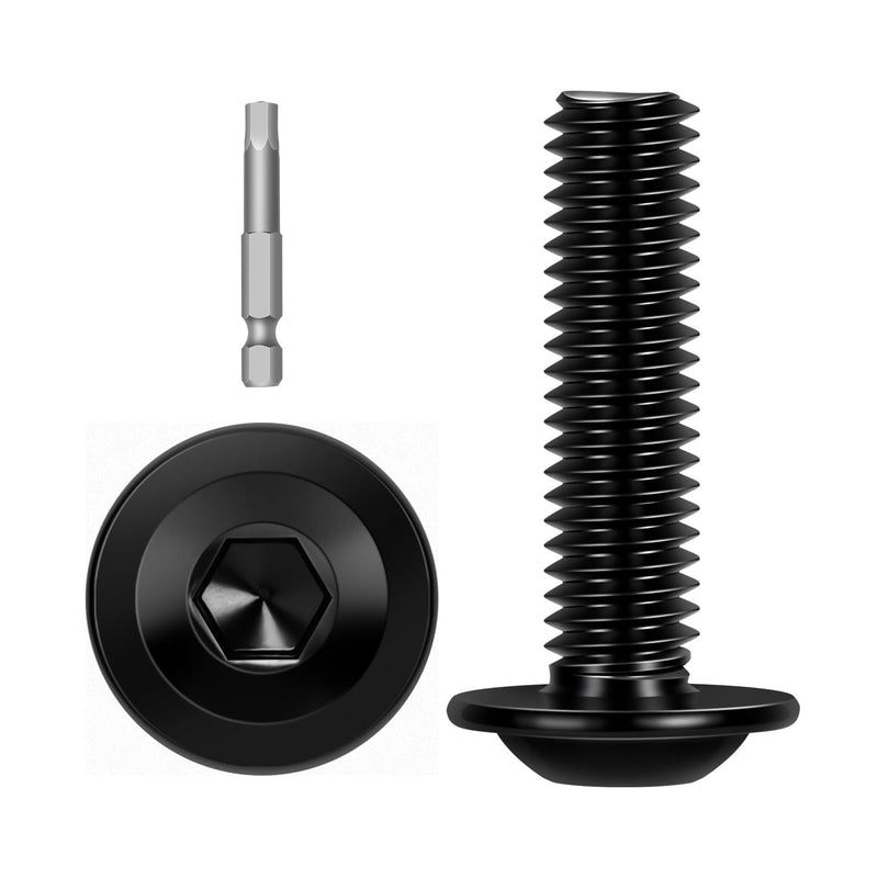 [Australia - AusPower] - M8-1.25 x 30mm Flanged Button Head Socket Cap Bolts Screws, Stainless Steel 304, Allen Hex Drive, Black Finish, Fully Thread, 20 PCS (with Hex Screwdriver Bit) M8 x 30mm 