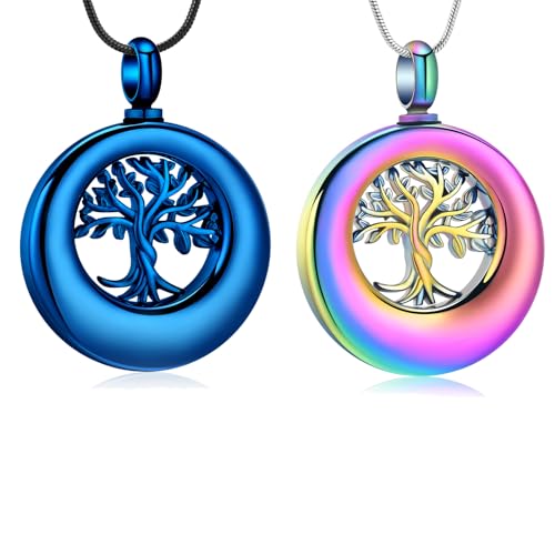 Hearbeingt Cremation Jewelry Urn Necklace for Ashes for Women Men, Circle of Life Eternity Memorial Pendant Ash Jewelry