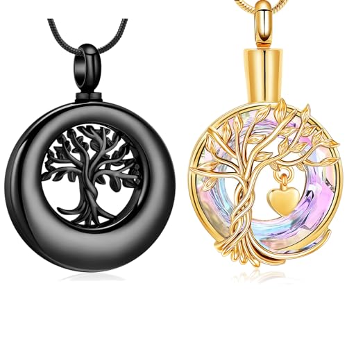 Hearbeingt Cremation Jewelry Urn Necklace for Ashes for Women Men, Circle of Life Eternity Memorial Pendant Ash Jewelry