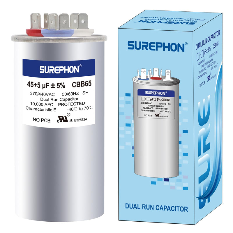 [Australia - AusPower] - 45/5 Mfd Ac Capacitor 370V or 440V 50/60Hz CBB65B Air Conditioner Capacitors for AC Unit Fan Motor Start or Pool Pump or Air Condenser Straight Cool B45+5 MFD 