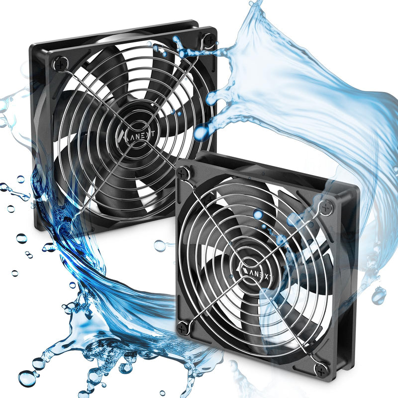 [Australia - AusPower] - ANEXT, 120mm 12V DC Fans, Moisture-Proof Fan 2 Packs, 3000 RPM High Speed, 3 Wires 3-Pins Waterproof Fan, for RV Refrigerator 