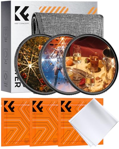 K&F CONCEPT 52mm Star Filters Kit 3pcs 4+6+8 Points Starburst Filters Set