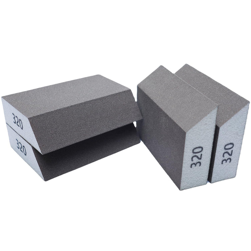 [Australia - AusPower] - 4 Pack 320 Grit Single Angle Sanding Sponge, Washable and Reusable Sanderpaper Hand Sanding Blocks for Wood Drywall Metal Home Sanding 