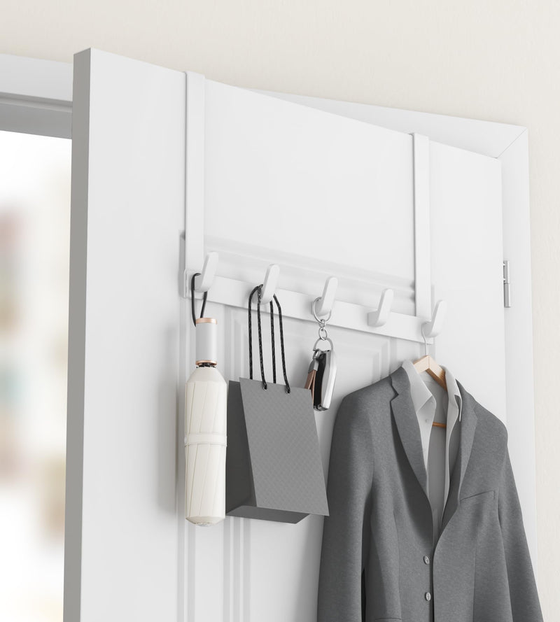 [Australia - AusPower] - Over The Door Hooks Hanger with 11inch Extended Arms for Easy Use by Women, 1 Pack, White, Bathroom Accessories and Towel Rack Organization Matte White 