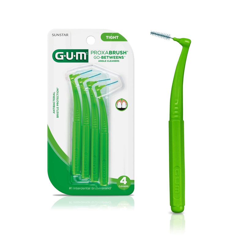 [Australia - AusPower] - GUM Proxabrush Go-Betweens - Angled- Interdental Brushes - Soft Bristled Dental Picks for Plaque Removal Health - Safe for Braces & Dental Devices, 4ct (4pk) 