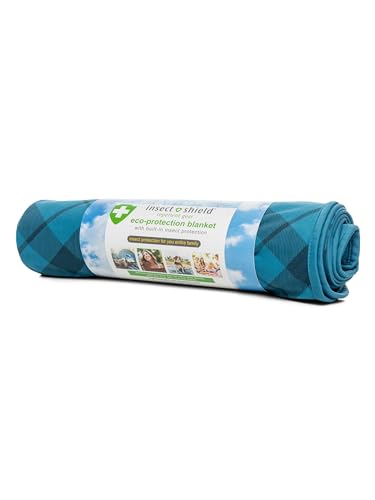 Insect Shield Eco Protection Blanket, with Insect Protection Against Mosquitoes, Ticks, Fleas, and Flies, Blue Plaid, One Size
