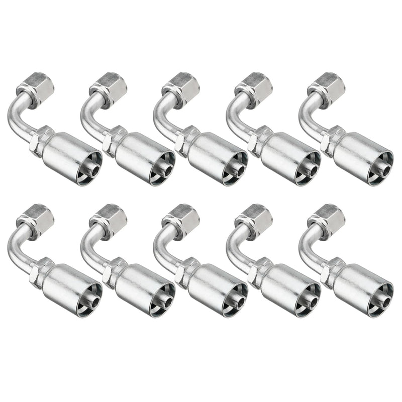 [Australia - AusPower] - 10 PCS 90° Hydraulic Hose Fittings, for 3/8" Hose x 3/8" JIC 37° Female 90° Hydraulic Hose End Elbow Crimp Fitting 3/8" Hose x 3/8" JIC Female 90° 