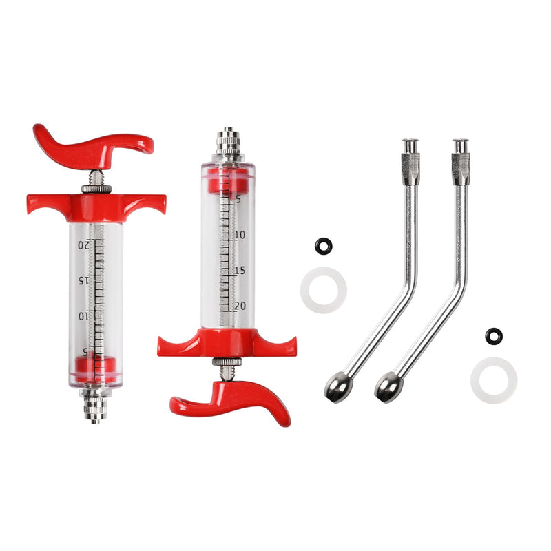 [Australia - AusPower] - 2Pcs 20ML Reusable Syringe for Goat,Goats Syringe with Adjustable Dosage Detachable Function,Syringe Drench with Nozzle for Sheep,Pig,Cattle,Dog 