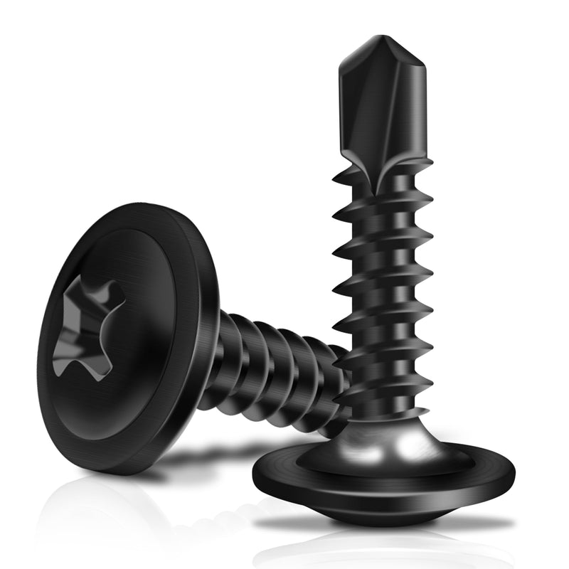 [Australia - AusPower] - 100Pcs #8 x 3/4" Black Self Tapping Screws for Metal, 410 Stainless Steel, Sheet Metal Screws for Metal, Truss Head High-Strength Quick Tapping #8×3/4" 100 