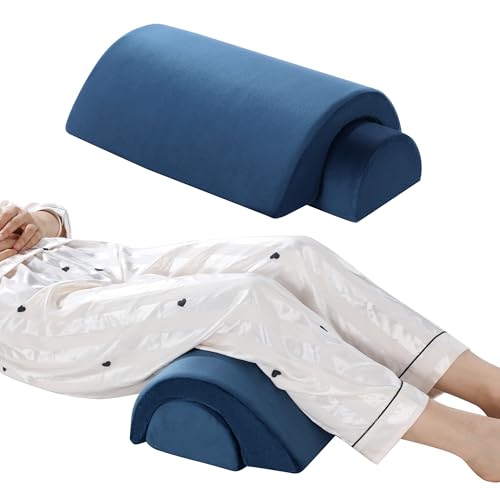 ROYALAY Half Moon Bolster Knee Pillow for Legs, Knees, Lower Back and Head, Adjustable Semi Roll Round Lumbar Support Pillow for Bed Sleeping, Health Large Half Moon Pillow for Reduce Pressure,Blue Navy Blue
