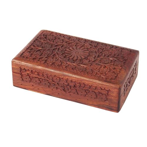 Jewellery Box for Women Wooden Jewel Organizer Hand Carved Jewellery box, Wooden Jewelry Organizer box, Vanity Jewelry Boxes for Women, Handmade wood box (12 x 8 Inch) 12 x 8 Inch