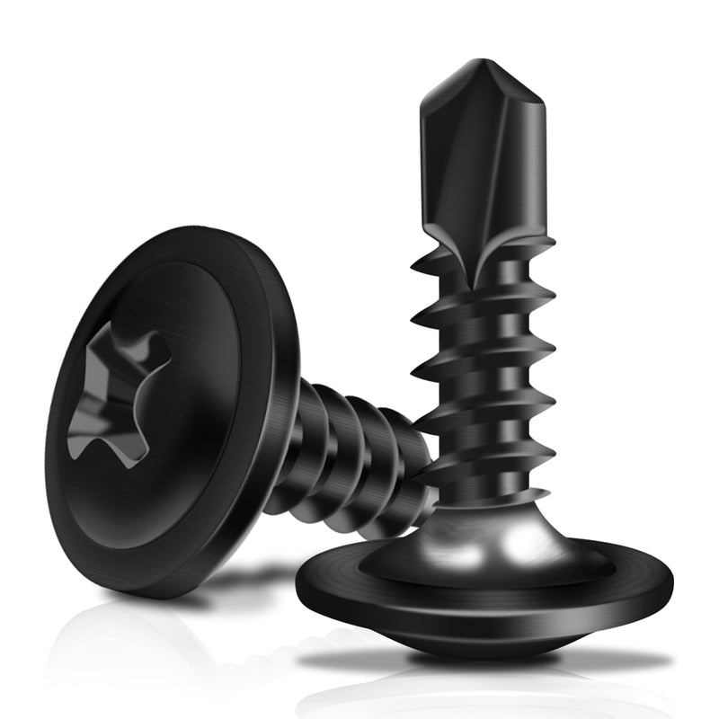 [Australia - AusPower] - 100Pcs #8 x 1/2" Black Self Tapping Screws for Metal, 410 Stainless Steel, Sheet Metal Screws for Metal, Truss Head High-Strength Quick Tapping #8×1/2" 100 