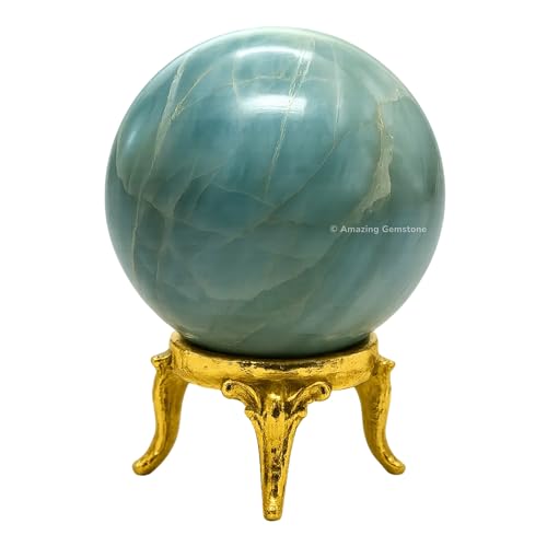 Aquamarine Crystal Ball with Stand - 2" Inches Crystal Sphere Meditation Balls for Witchcraft and Decorative Balls Aquamarine