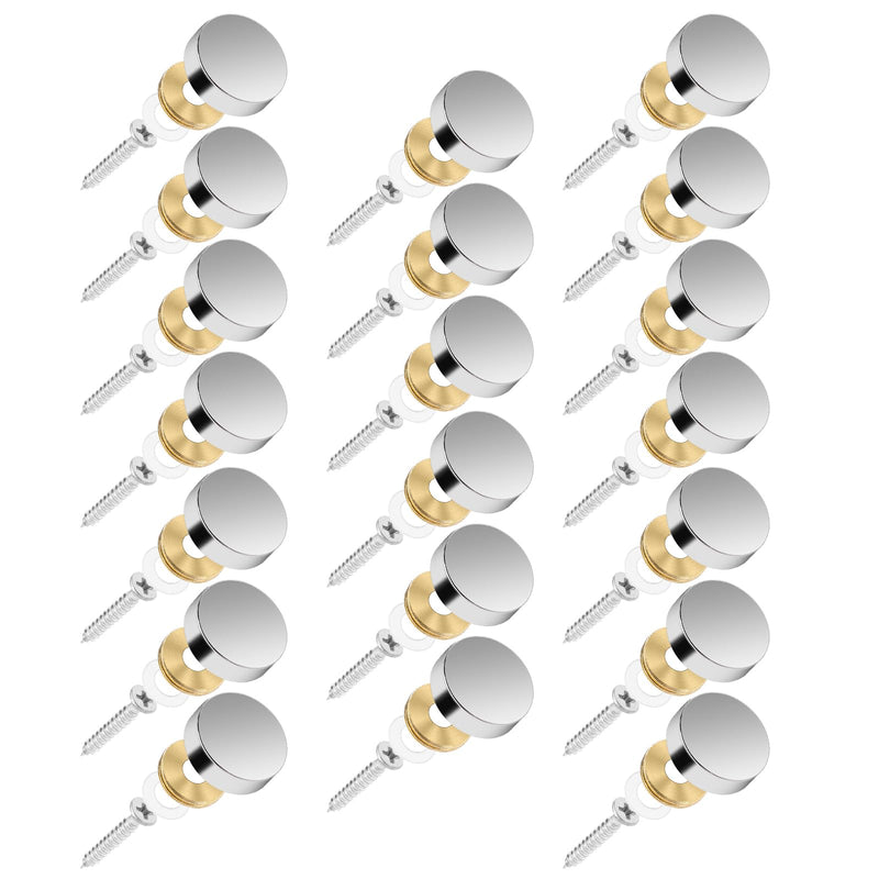 [Australia - AusPower] - Mirror Screws, 20 PCS Stainless Steel Screw Cover Cap, 0.63"/16mm Diameter Decorative Caps Cover Nails Mirror Screws Fasteners for Bathroom Mirror Panels Kitchen Ceiling Arts Craft Sign Ad Nail Silver 