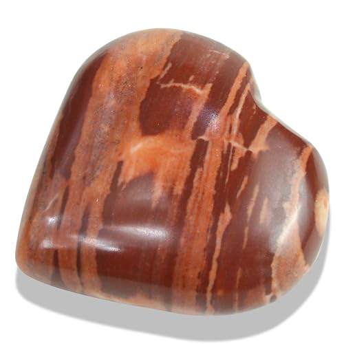 Crocon 50mm Chocolate Jasper Heart Stone Big Heart Shape Puff Gemstone