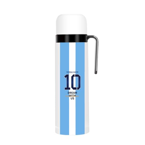 CUOPRU Double Wall Stainless Steel Vacuum Insulated Bottle for Yerba Mate, Coffee, Water, Tea, 32oz, BPA Free, Argentina Captain NO.10 Style