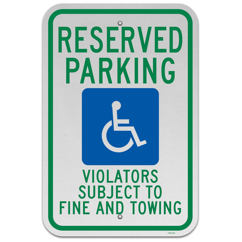Brimar - 12" x 18" - Texas Reserved Parking Sign - Reserved Parking Violators Subject To Fine and Towing - .063″ Engineering Grade Reflective Aluminum - Bold Text and Symbol - Easy Installation 12x18" with Fine