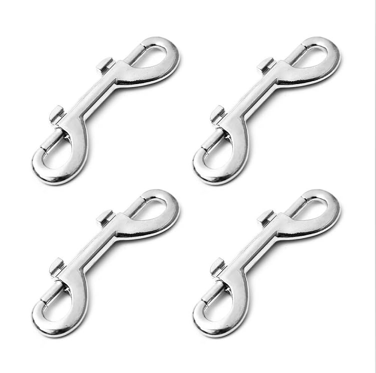 [Australia - AusPower] - 4PCS Silver 2.7inch Double Ended Bolt Snap Hook Zinc Alloy Hook Chain Clips Trigger Chain Clips Metal Key Holder Metal Key Holder for Key Chain Horse Tack Pet Feed Bucket Garage Use 