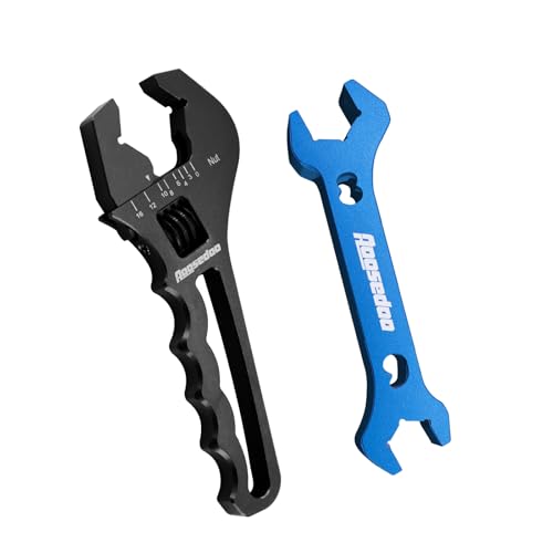 Adjustable AN Fittings Wrench AN Wrench for AN Hose Fitting Adapters AN Fitting Tool 3AN-16AN Lightweight Aluminum Black. With a Double Hose End Fitting Wrench 6AN Socket-AN8 B-nut Blue Black & Blue