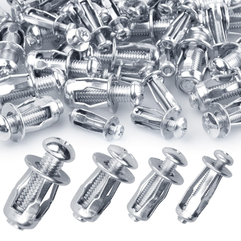 [Australia - AusPower] - 80Pcs Expansion Screw Petal Nut, M4 M5 M6 M8 Jack Nuts, Petal Shape Metal Nut with Screws Assembly for Hollow Wall Iron Skin Plasterboard 