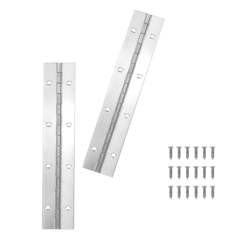 [Australia - AusPower] - 2PCS Silver 8-Inch Heavy Duty Stainless Steel Piano Hinge,2" Open Width Continuous Piano Hinges for Wood Furniture Tool,Piano Cabinets, includes Pre-Drilled Holes and Screws. 8"-2PACK 