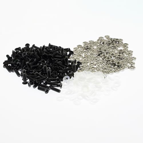 YiKaiEn 100-pack D-Series panel mount screw and nut kit with black 304 stainless hex nuts