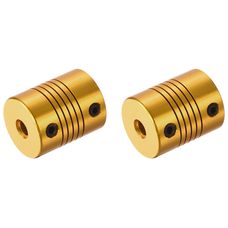 [Australia - AusPower] - uxcell 2 Pcs 6mm to 6mm Aluminum Alloy Shaft Coupling L24.5xD19.5 Flexible Coupler for Encoders and Motors,Golden 