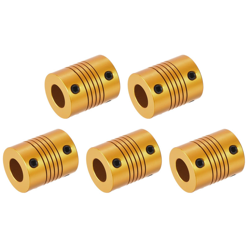 [Australia - AusPower] - uxcell 5 Pcs 5mm to 10mm Aluminum Alloy Shaft Coupling L25xD20 Flexible Coupler for Encoders and Motors,Golden 