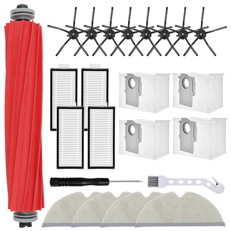 Leadaybetter 21 Pcs Replacement Parts for Rb Q7 / Q7+ / Q7 Max / Q7 Max+ Vacuum Cleaner, includes 1 Rubber Roller Brush, 4 Filters, 8 side brushes, 4 Dust Bag, 4 Mop Cloth