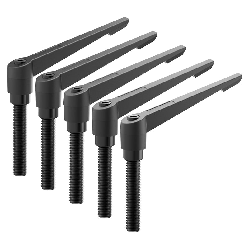 [Australia - AusPower] - 5PCS Clamping Lever Handles, M8 x 60mm Male Thread, Adjustable Quick Release Locking Rotating Screw Bolt Stud Knobs Apply for Lathe Machinery, Black M8 x 60mm 5Pcs 